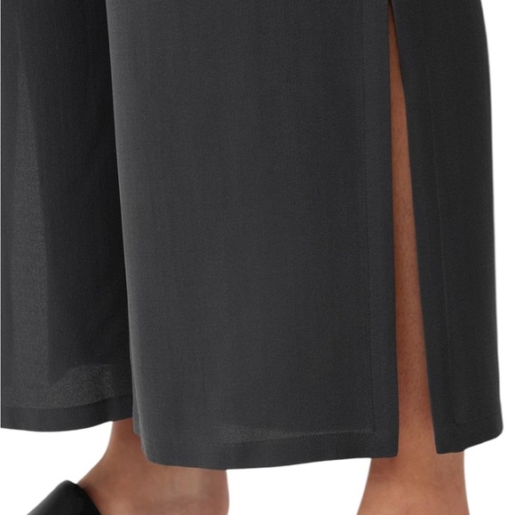 Eileen Fisher 100% Silk Georgette Crepe Wide Gray Leg Pant Size S - Picture 11 of 12
